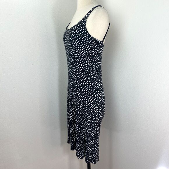 Vintage Y2K Black White Polka Dot Knit Shift Dress Small Boho Peasant Sporty - Picture 4 of 9